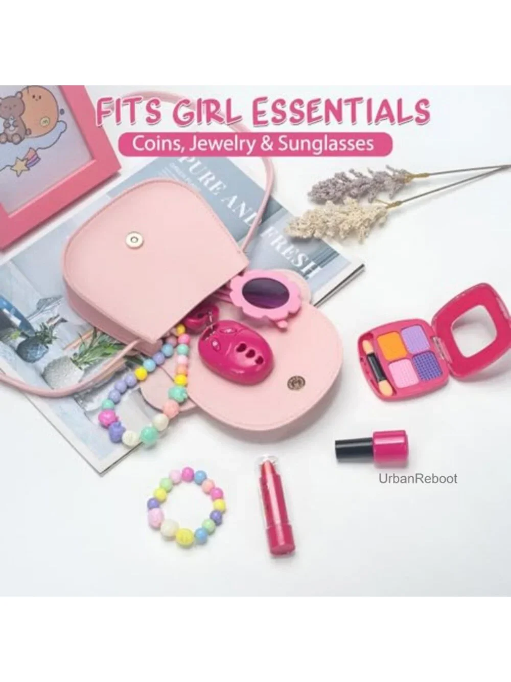 Girls Crossbody Purse with Mouse Ear Bow & Sunglasses Set